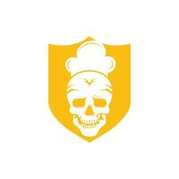 Skull chef vector logo design template. Vector graphics of skull head chef hat combination.