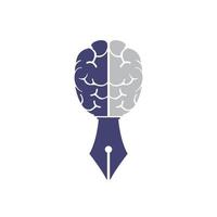 Brain pen vector logo design template. Smart creative education logo concept.