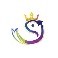 Fish king vector logo design. Crown with fish icon logo.