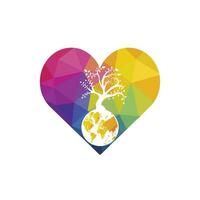 Globe tree with heart vector logo design template. Planet and eco symbol or icon.