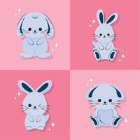 blue bunnies illustrations vector