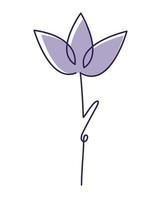 púrpura uno línea flor vector