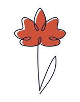 red one line flower vector