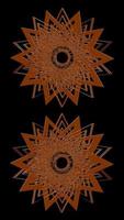 Illustration of Orange color symmetric graphic Florals, isolated on Black Background. vector