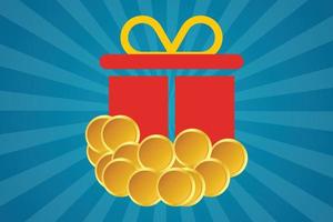 Gift box with money win present or cash happy present vector