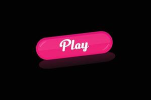 Simple vector illustration of play web pink button on black background