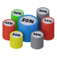 bar chart 3d rendering icon illustration, chart png