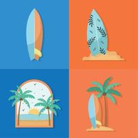 four surf illustrations vector