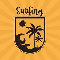 surfing badge card vector