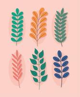 six plants branches vector