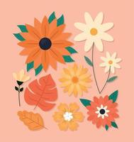 flowers and leaves vector