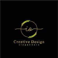 Initial IO beauty monogram and elegant logo design, handwriting logo of initial signature, wedding, fashion, floral and botanical logo concept design. vector