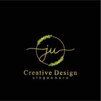 inicial ju belleza monograma y elegante logo diseño, escritura logo de inicial firma, boda, moda, floral y botánico logo concepto diseño. vector