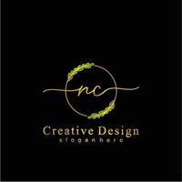 Initial NC beauty monogram and elegant logo design, handwriting logo of initial signature, wedding, fashion, floral and botanical logo concept design. vector