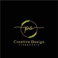 Initial PO beauty monogram and elegant logo design, handwriting logo of initial signature, wedding, fashion, floral and botanical logo concept design. vector