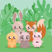 animals over grass vector