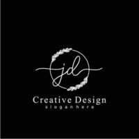 Initial JD beauty monogram and elegant logo design, handwriting logo of initial signature, wedding, fashion, floral and botanical logo concept design. vector