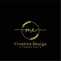 Initial ME beauty monogram and elegant logo design, handwriting logo of initial signature, wedding, fashion, floral and botanical logo concept design. vector
