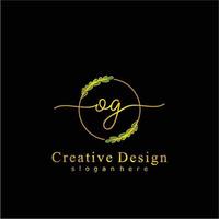 Initial OG beauty monogram and elegant logo design, handwriting logo of initial signature, wedding, fashion, floral and botanical logo concept design. vector