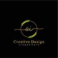 Initial OI beauty monogram and elegant logo design, handwriting logo of initial signature, wedding, fashion, floral and botanical logo concept design. vector