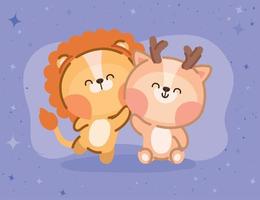 reindeer and lion vector