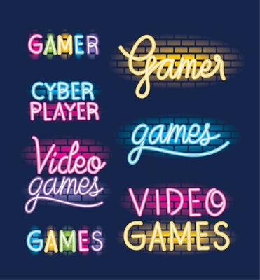 video game neon singboards