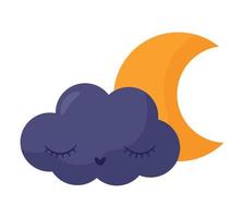 sleepy cloud and moon vector