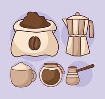 five coffee icons vector