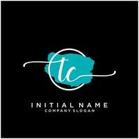 Initial TC feminine logo collections template. handwriting logo of initial signature, wedding, fashion, jewerly, boutique, floral and botanical with creative template for any company or business. vector