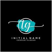 Initial TG feminine logo collections template. handwriting logo of initial signature, wedding, fashion, jewerly, boutique, floral and botanical with creative template for any company or business. vector