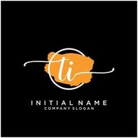 Initial TI feminine logo collections template. handwriting logo of initial signature, wedding, fashion, jewerly, boutique, floral and botanical with creative template for any company or business. vector