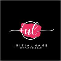 Initial UL feminine logo collections template. handwriting logo of initial signature, wedding, fashion, jewerly, boutique, floral and botanical with creative template for any company or business. vector