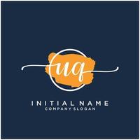 Initial UQ feminine logo collections template. handwriting logo of initial signature, wedding, fashion, jewerly, boutique, floral and botanical with creative template for any company or business. vector