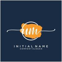 Initial UM feminine logo collections template. handwriting logo of initial signature, wedding, fashion, jewerly, boutique, floral and botanical with creative template for any company or business. vector