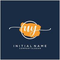 Initial UY feminine logo collections template. handwriting logo of initial signature, wedding, fashion, jewerly, boutique, floral and botanical with creative template for any company or business. vector