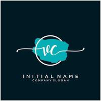 Initial VC feminine logo collections template. handwriting logo of initial signature, wedding, fashion, jewerly, boutique, floral and botanical with creative template for any company or business. vector