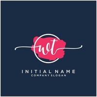 Initial WT feminine logo collections template. handwriting logo of initial signature, wedding, fashion, jewerly, boutique, floral and botanical with creative template for any company or business. vector