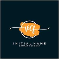 Initial VQ feminine logo collections template. handwriting logo of initial signature, wedding, fashion, jewerly, boutique, floral and botanical with creative template for any company or business. vector