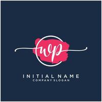 Initial WP feminine logo collections template. handwriting logo of initial signature, wedding, fashion, jewerly, boutique, floral and botanical with creative template for any company or business. vector