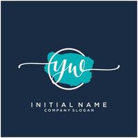 Initial YW feminine logo collections template. handwriting logo of initial signature, wedding, fashion, jewerly, boutique, floral and botanical with creative template for any company or business. vector