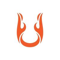 Letter u fire blaze simple logo design vector