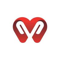 Letter m love monogram modern logo design vector