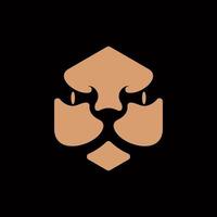 Lion head cube modern creative logo design vector