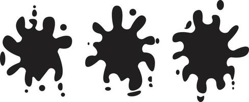 Vector Hand drawn ser of color paint splashes. Different shapes of paint splatter and drops, ink blobs. Vector illustration isolated on white background free vector