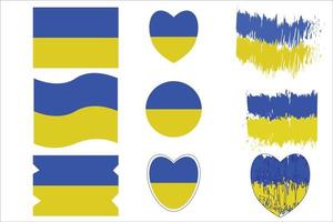 National Ukrainian flag. Set in different variations of shapes and frames. Collection of symbols of Ukraine. Vector isolated illustration. The color of the original free Vector