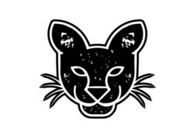 negro puma cabeza logo icono plano diseño vector