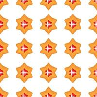 Pattern cookie with flag country Denmark in tasty biscuit vector