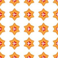 Pattern cookie with flag country Denmark in tasty biscuit vector