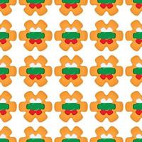 Pattern cookie with flag country Bulgaria in tasty biscuit vector