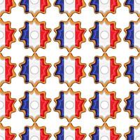 Pattern cookie with flag country France in tasty biscuit vector